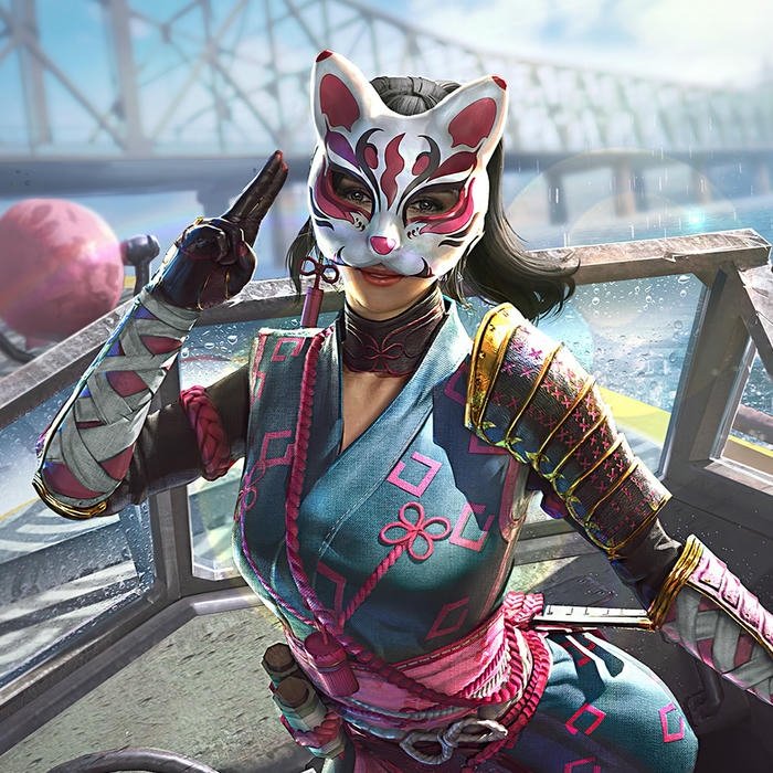 Ảnh avatar PUBG nữ nhân vật đeo mặt nạ mèo hồng