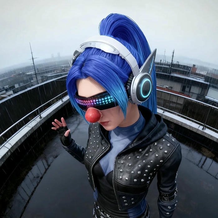 Ảnh avatar PUBG nữ nhân viên đeo tai nghe xanh ngầu