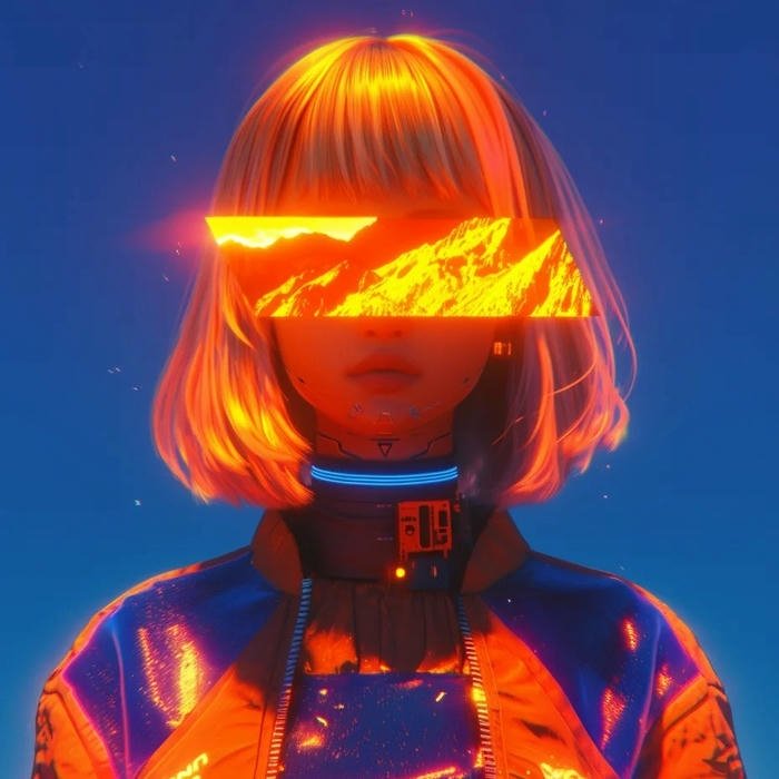 Ảnh avatar Phonk cyberpunk cô gái visor cam xanh dương