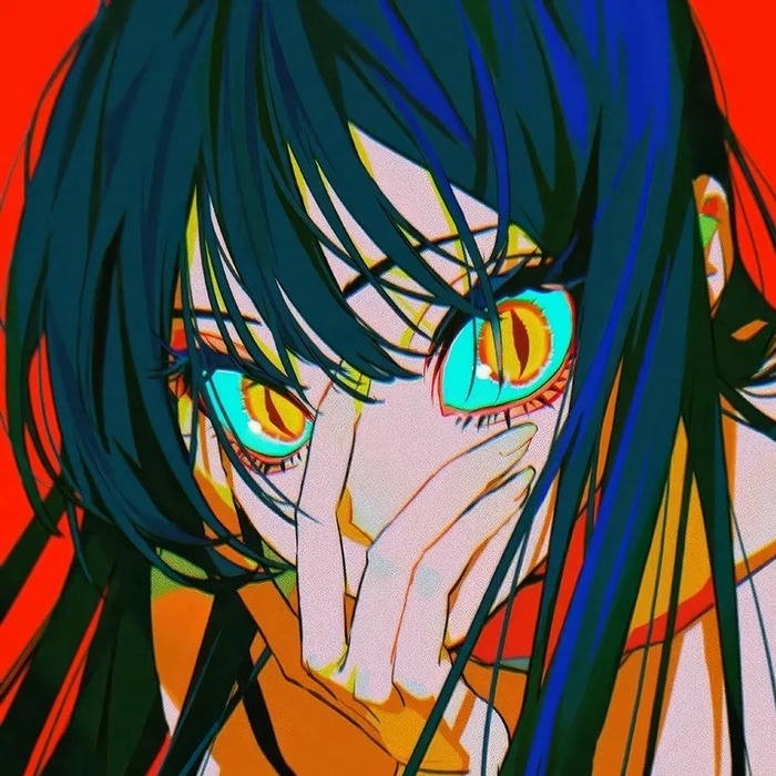 Ảnh avatar Phonk nữ anime mắt vàng tay ôm mặt