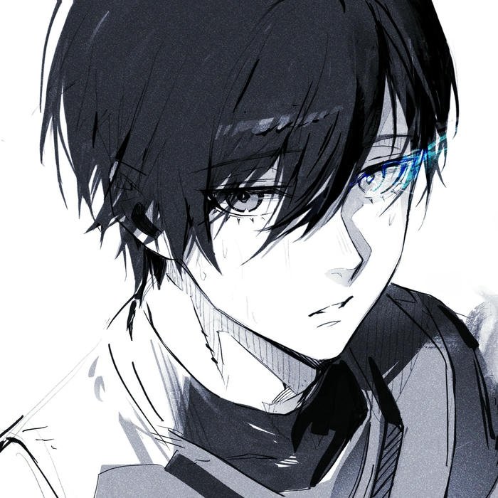 Ảnh avatar Rin Itoshi manga đen trắng nét vẽ sắc sảo