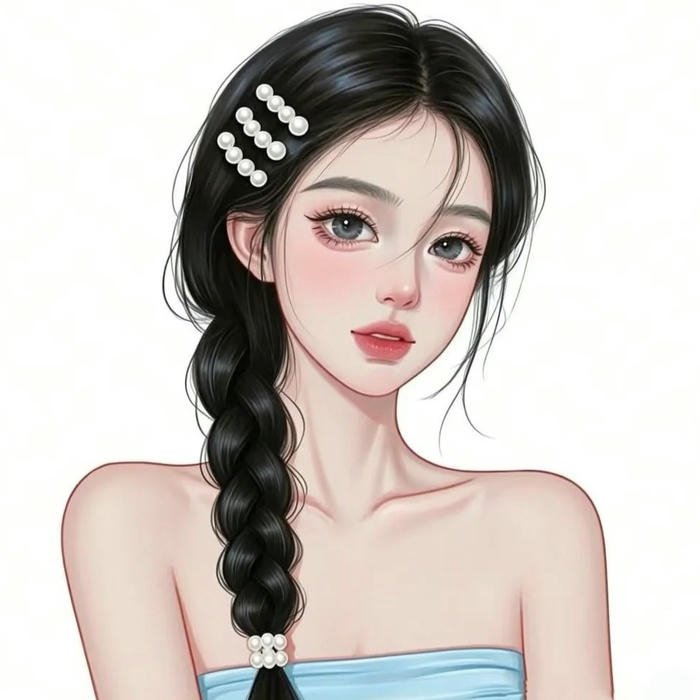 Ảnh avatar cô gái vẽ xinh đẹp tóc tết dịu dàng