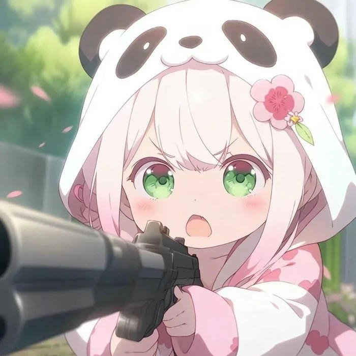 Ảnh avatar dễ thương chibi bé gái cầm súng trường bắn