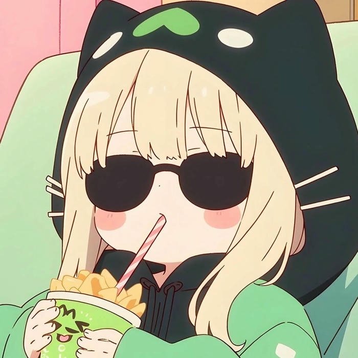 Ảnh avatar dễ thương chibi bé gái đội mũ ếch uống nước