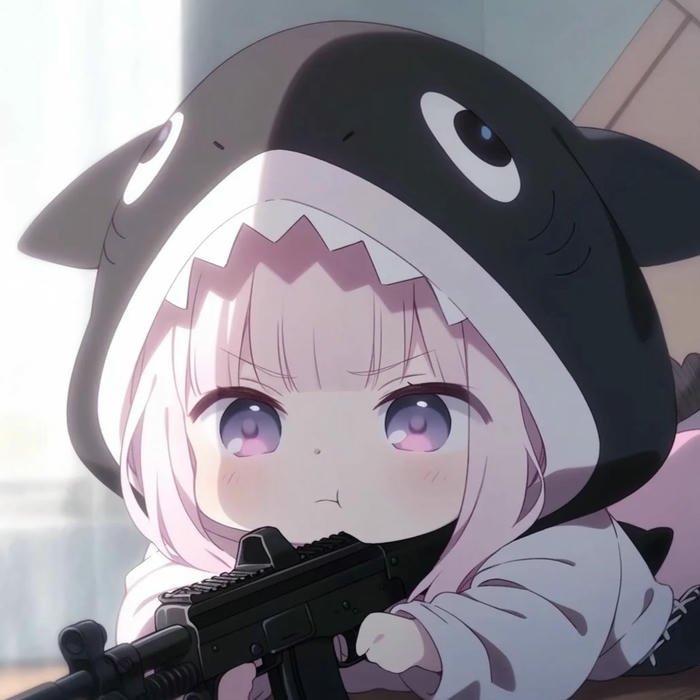 Ảnh avatar dễ thương chibi bé gái mặc áo choàng cá mập