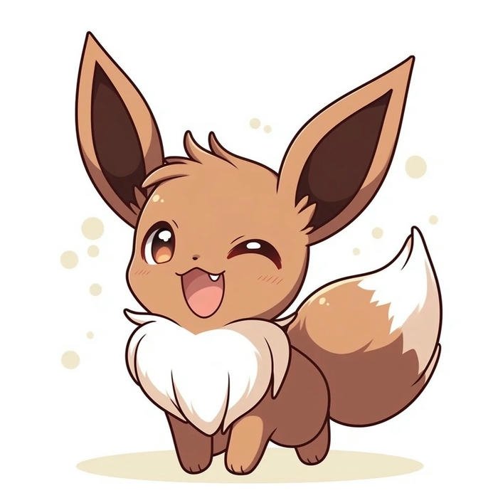 Ảnh avatar dễ thương chibi cáo nhỏ đuôi to cười mỉm