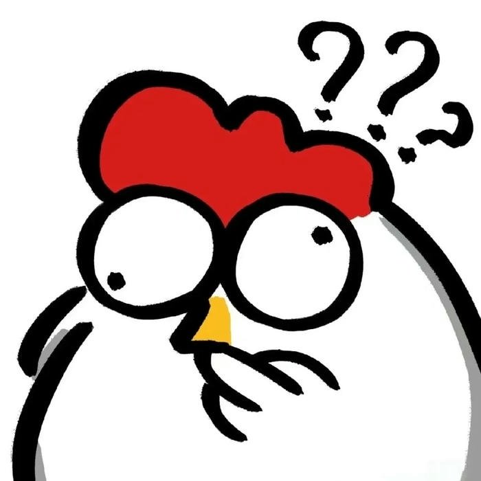 Ảnh avatar gà cute ngơ ngác với nhiều dấu hỏi