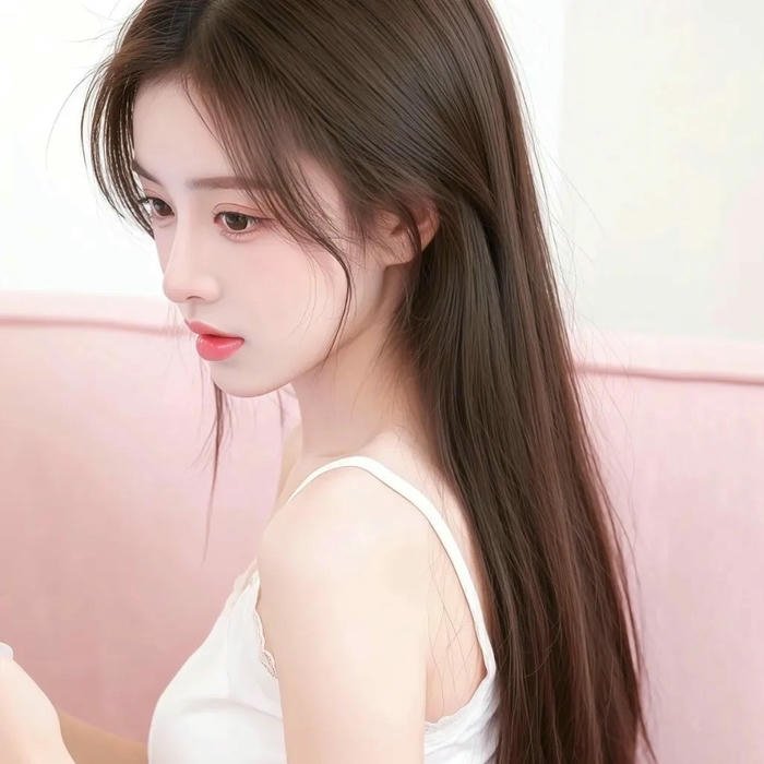 Ảnh avatar gái xinh đẹp tóc nâu áo hồng nghiêng đầu