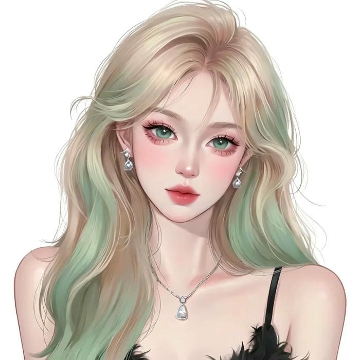 Ảnh avatar gái xinh đẹp vẽ tóc vàng xanh đeo khuyên