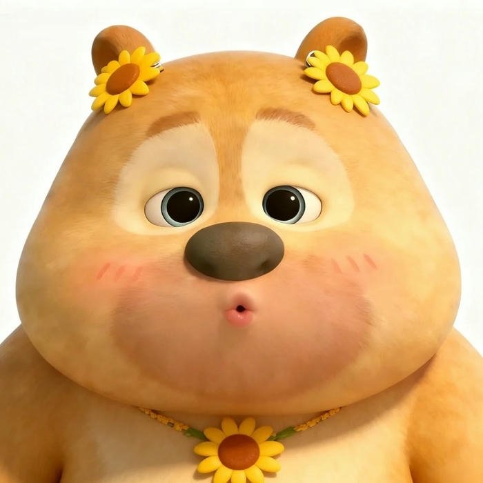 Ảnh avatar gấu vàng chibi đeo vòng cổ hoa hướng dương
