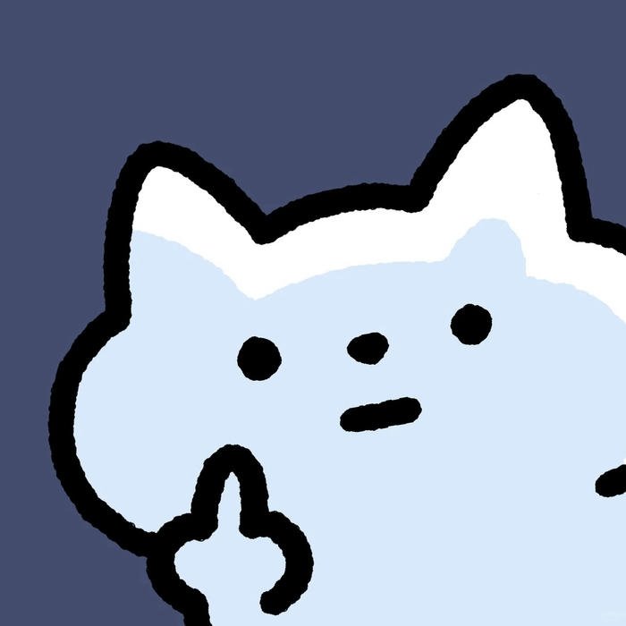 Ảnh avatar mèo trắng chibi giơ ngón giữa bất cần