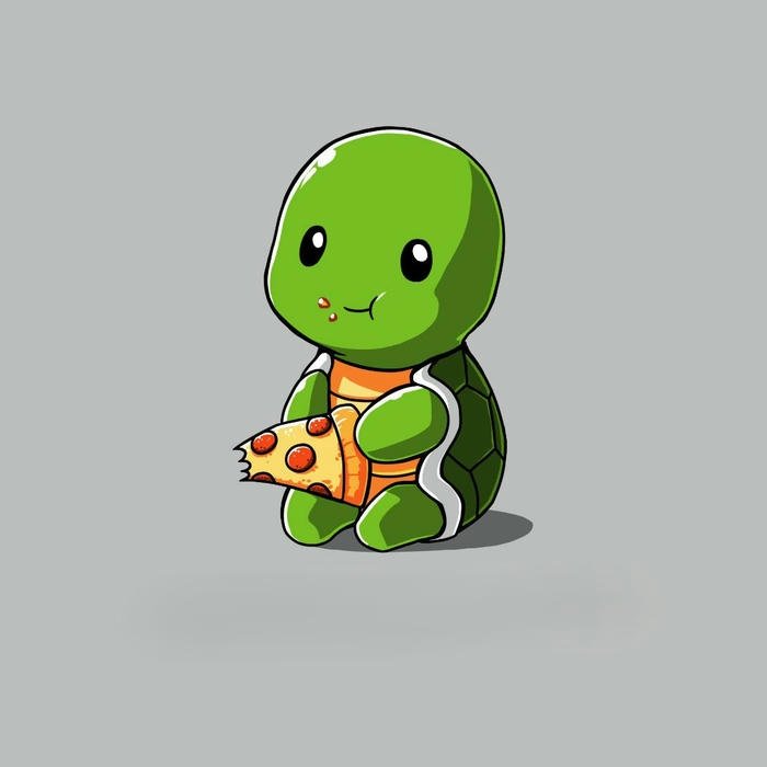 Ảnh avatar rùa hoạt hình cầm miếng pizza nhỏ