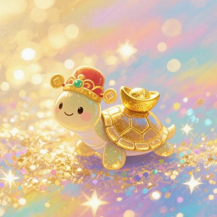 Ảnh avatar rùa vàng nhỏ bên đống tiền xu