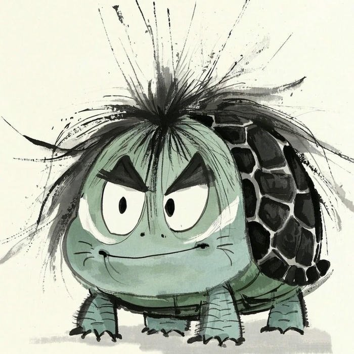 Ảnh avatar rùa vẽ tay với biểu cảm tức giận