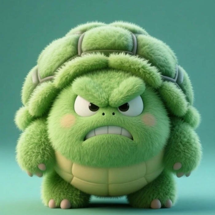 Ảnh avatar rùa xanh lông lá vẻ mặt cau có