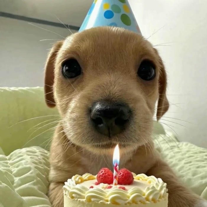 Ảnh avatar sinh nhật chú chó con đội mũ đáng yêu