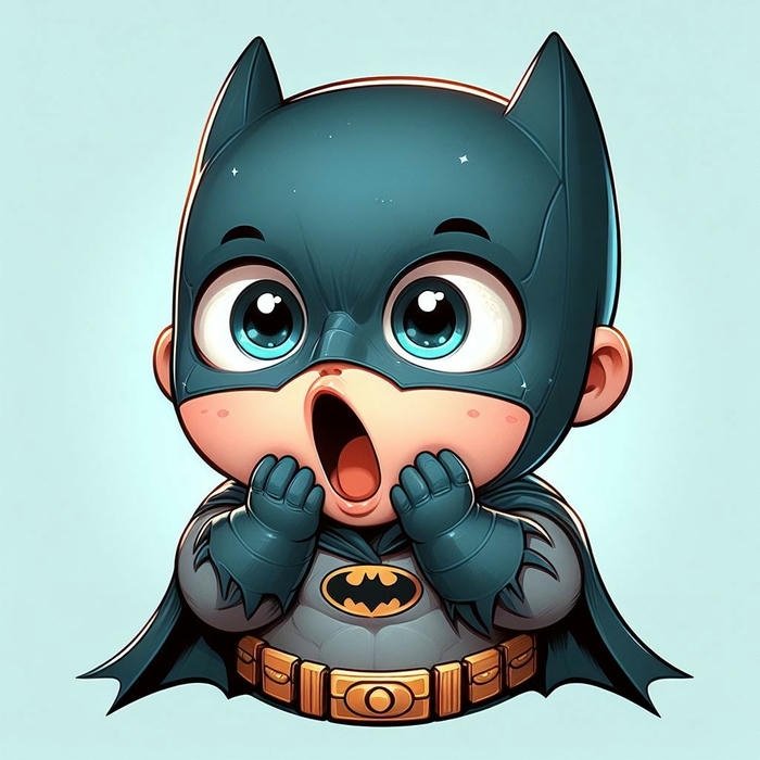 Ảnh batman chibi biểu cảm ngạc nhiên há hốc mồm