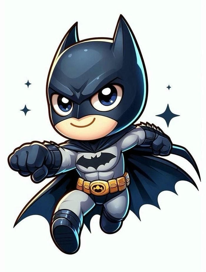 Ảnh batman chibi đang chạy rất nhanh và mạnh mẽ