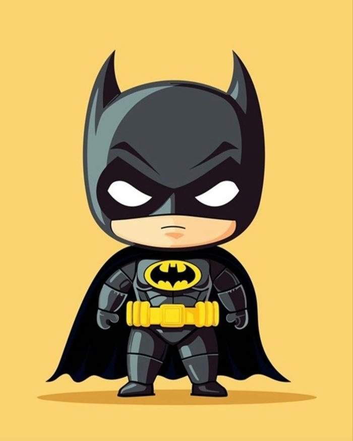 Ảnh batman chibi dáng đứng hiên ngang trên nền vàng
