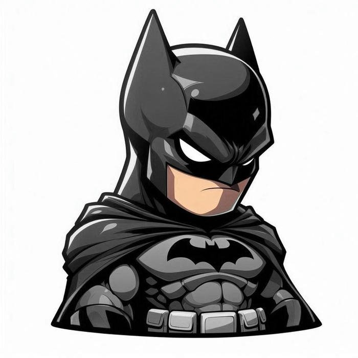 Ảnh batman chibi đen trắng ngồi khoanh chân cực ngầu
