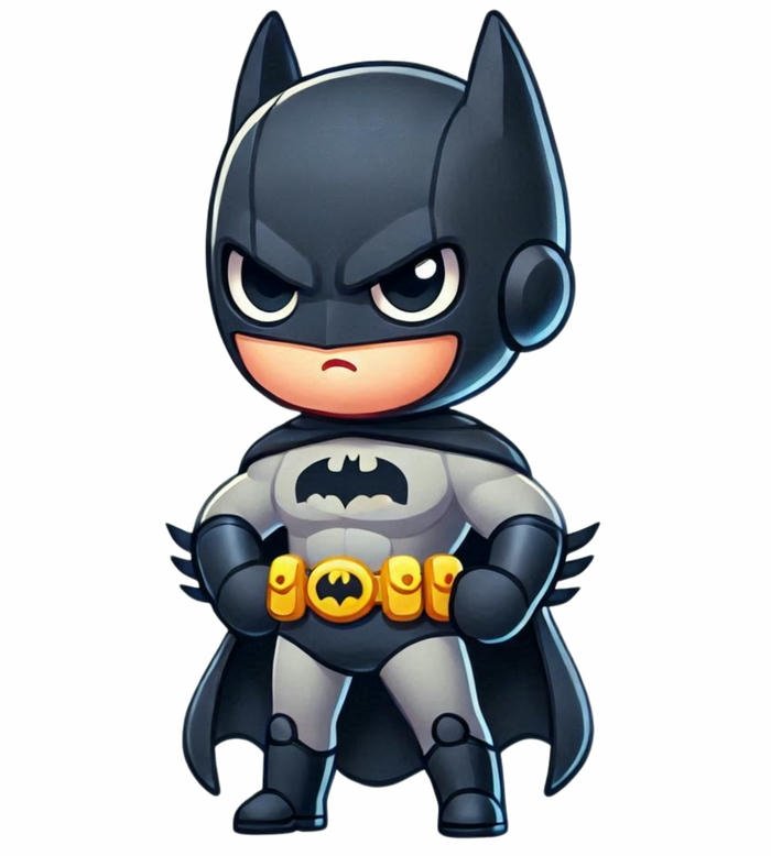 Ảnh batman chibi đứng nghiêm nghị dáng vẻ anh hùng