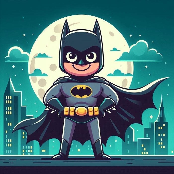 Ảnh batman chibi đứng trước mặt trăng tròn rất sáng