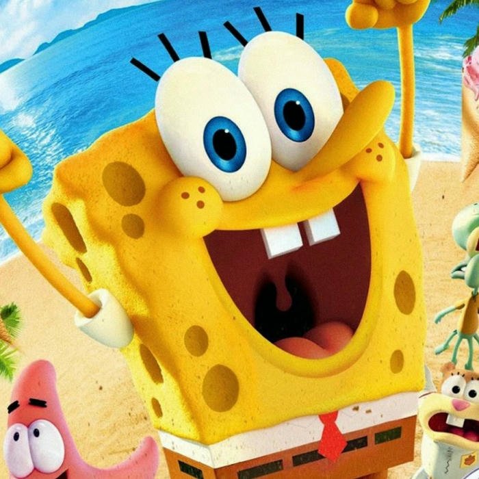 Ảnh bọt biển cười to khoe hàm răng thỏ trắng tinh