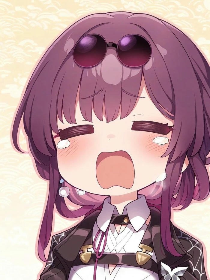 Ảnh chibi buồn bé gái tóc tím khóc nức nở