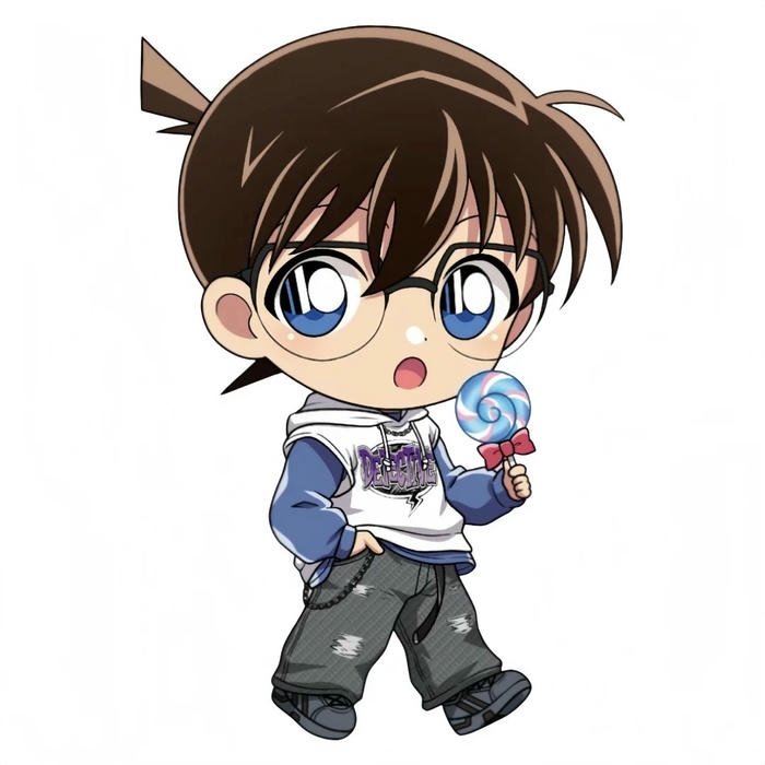 Ảnh conan chibi cute cầm micro hát rất say sưa