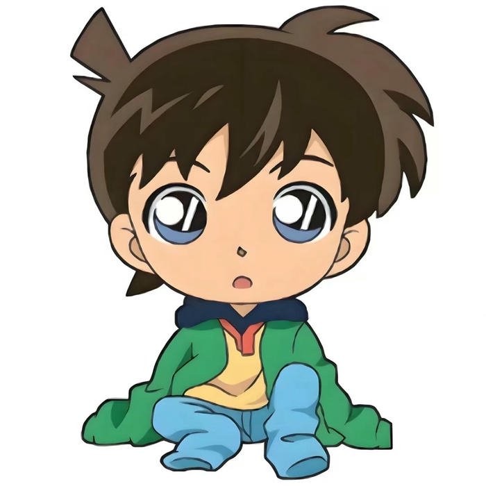 Ảnh conan chibi cute quấn chăn xanh ngồi thu lu