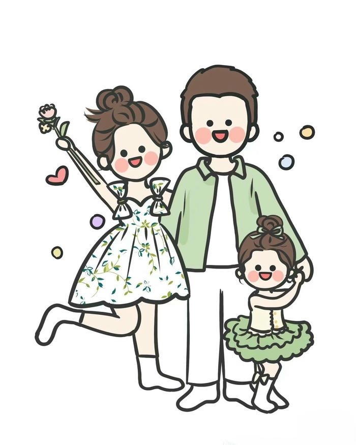 Ảnh gia đình chibi mặc đồ cưới cô dâu chú rể