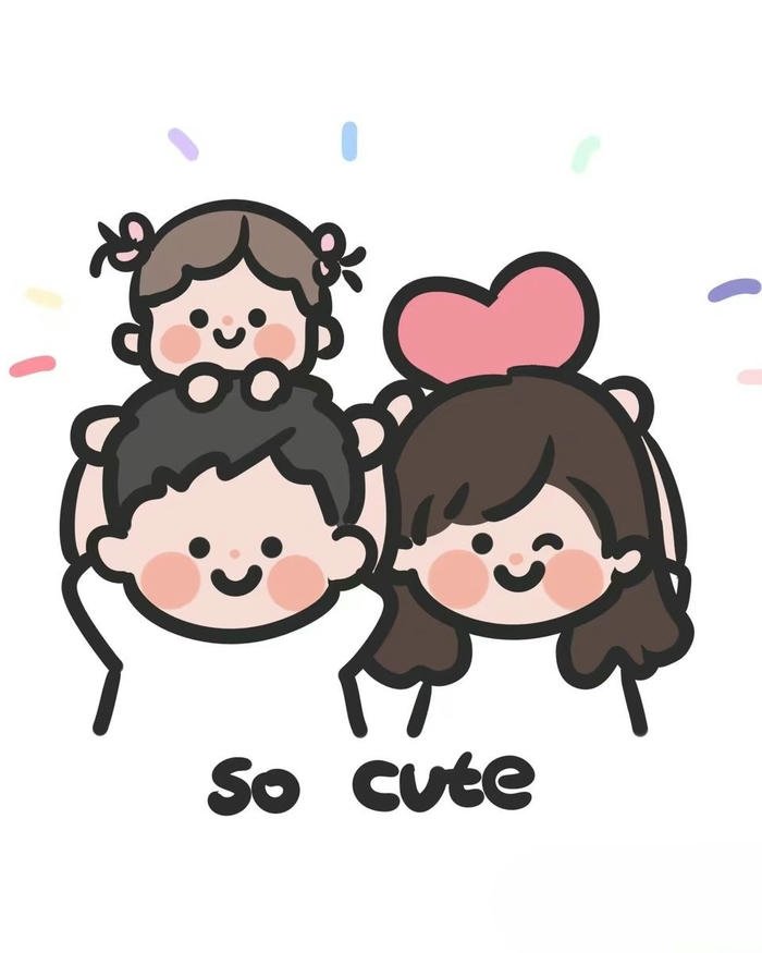 Ảnh gia đình chibi nét vẽ đơn giản biểu cảm cute