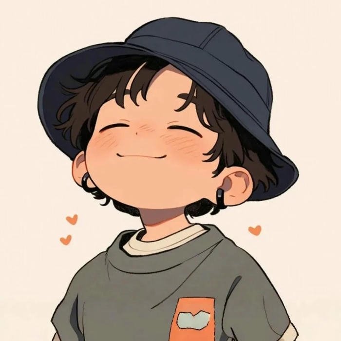 Ảnh hoạt hình dễ thương cậu bé đội mũ tai bèo