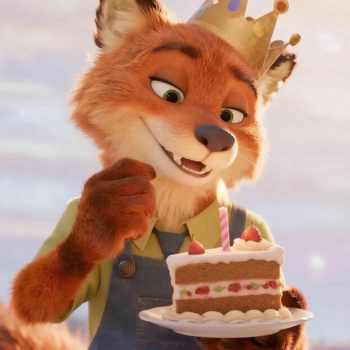 Ảnh hoạt hình sinh nhật cáo đội vương miện và bánh