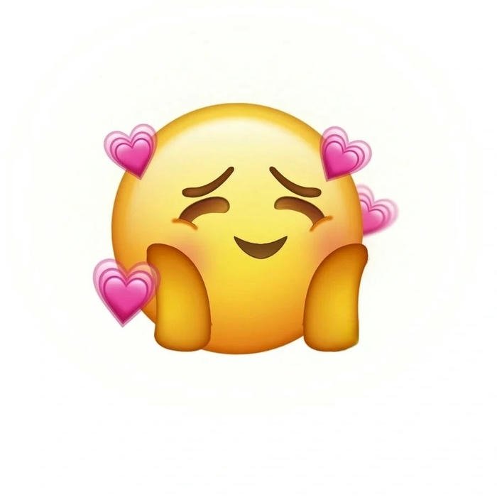 Ảnh icon mặt cười có nhiều trái tim bay xung quanh