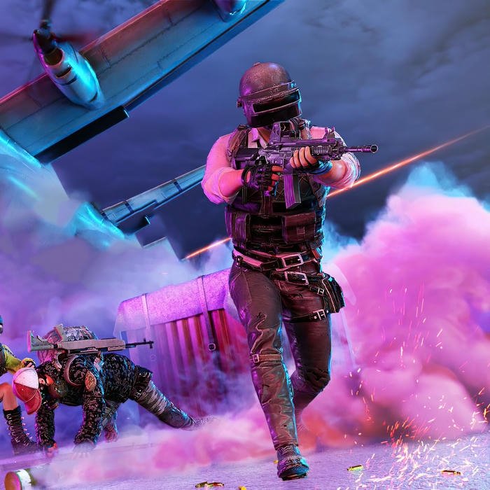 Ảnh nền PUBG chiến binh rực rỡ giữa làn khói tím
