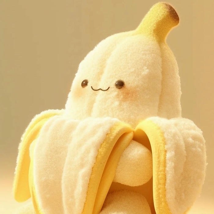 Ảnh thú bông quả chuối mềm mại với khuôn mặt cười