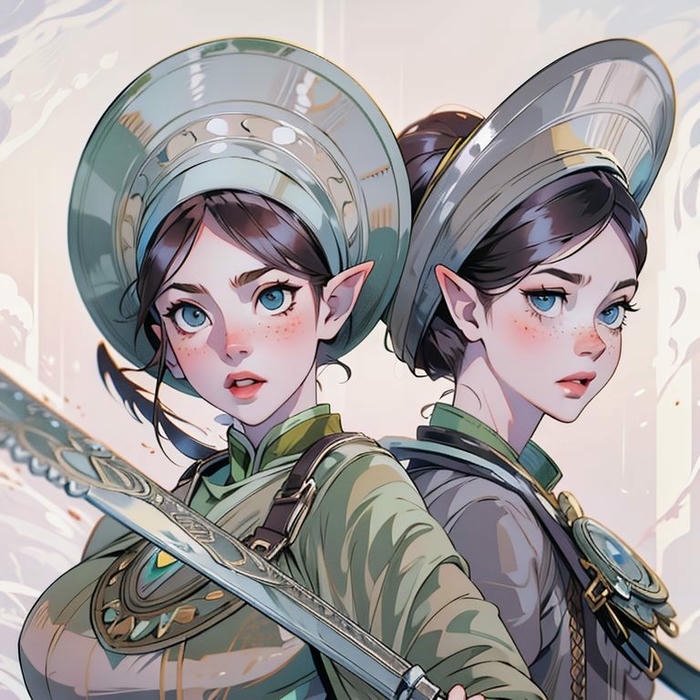 Anime việt nam hai nữ tướng cầm kiếm rất oai phong