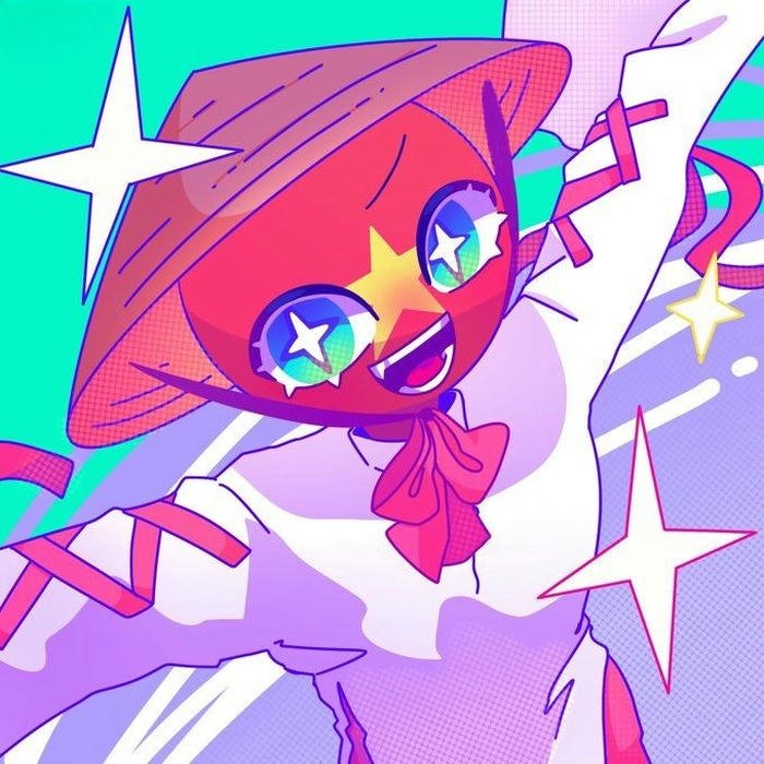 Anime việt nam nhân vật mặt cờ phong cách rực rỡ