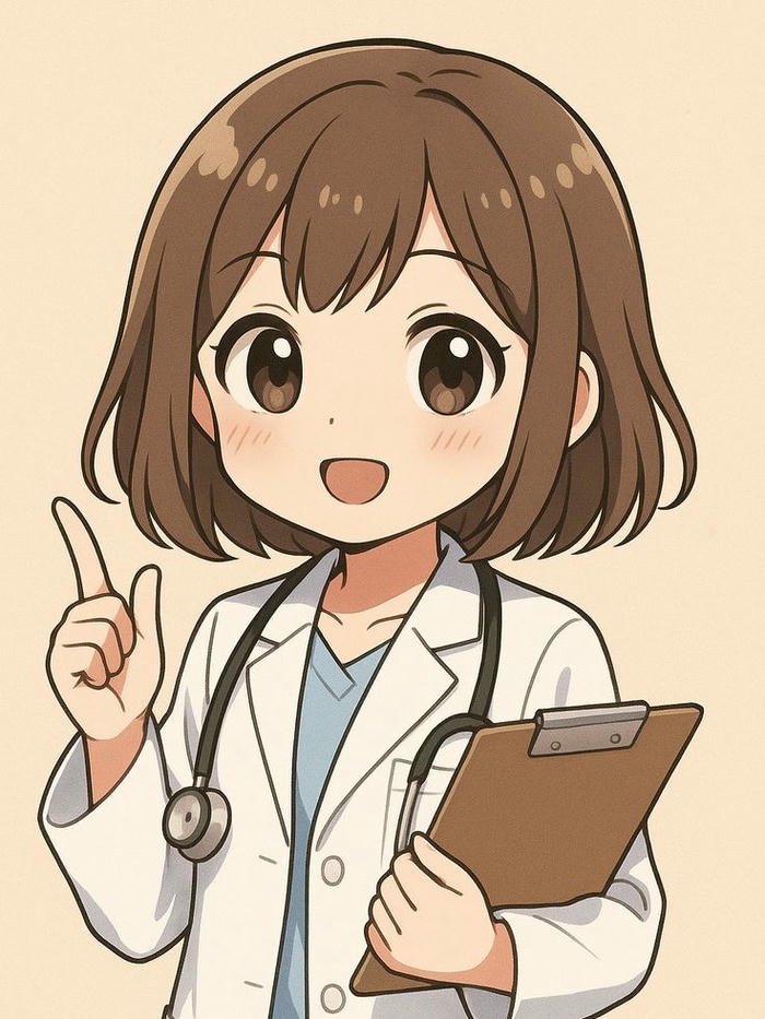 Avatar bác sĩ chibi nữ chỉ tay lên trên thông báo tin