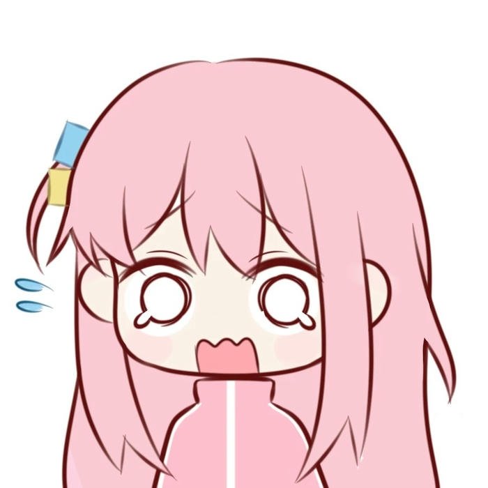 Avatar chibi buồn bé gái tóc hồng mặt sửng sốt