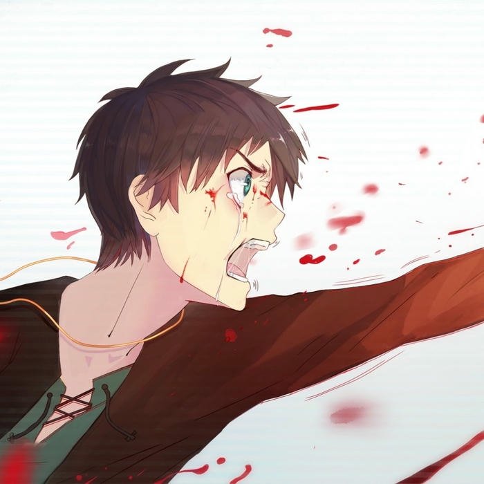 Avatar eren chỉ tay về phía trước hét lớn