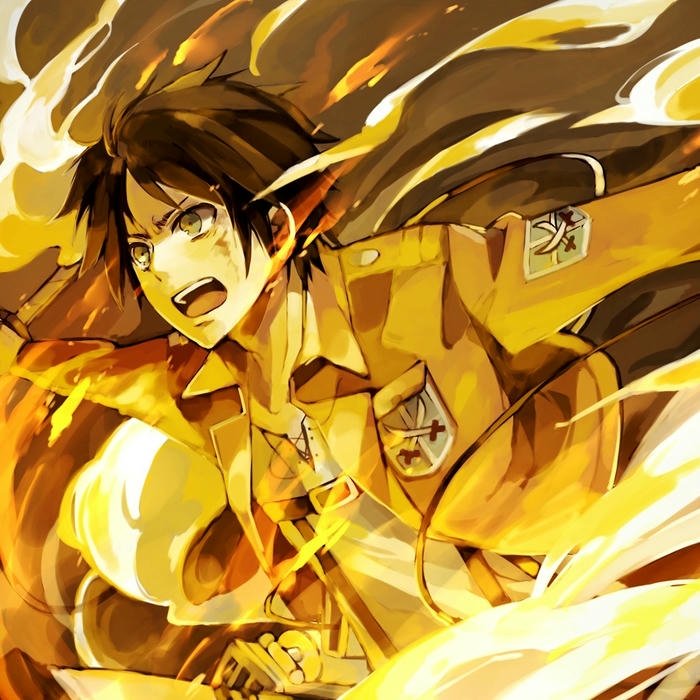 Avatar eren giữa ngọn lửa vàng rực rỡ cháy