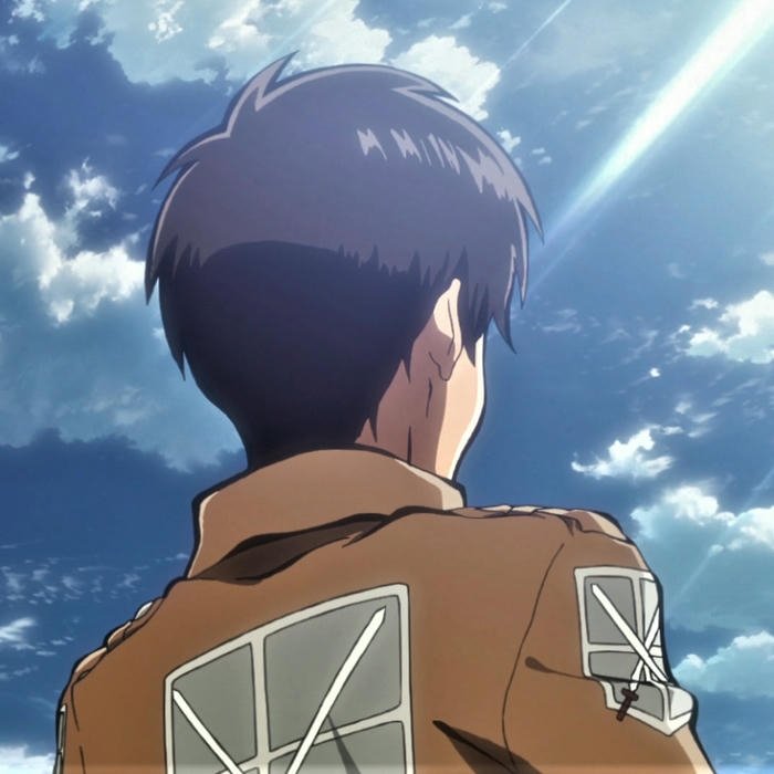 Avatar eren quay lưng nhìn về phía chân trời
