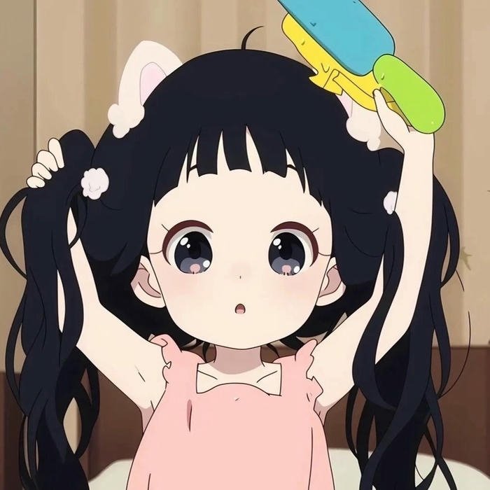 Avatar hoạt hình cute bé gái chải tóc hai bím xinh