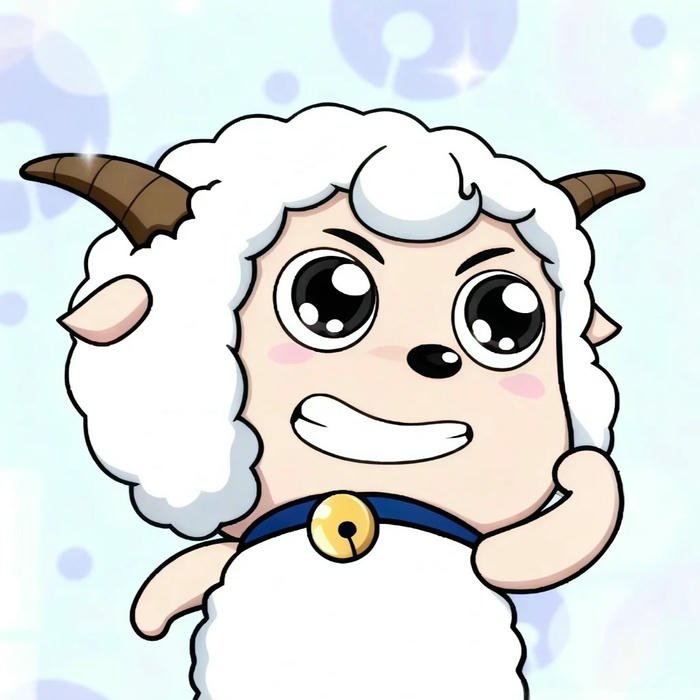 Avatar hoạt hình cute cừu trắng vui vẻ giơ tay