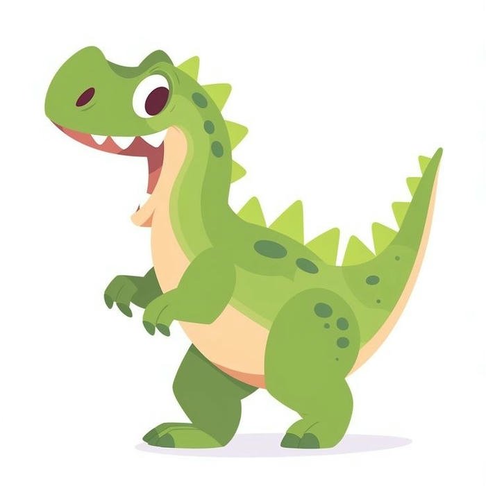 Avatar khủng long cute cổ dài màu xanh đứng trên đồng cỏ