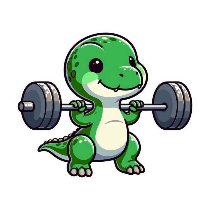 Avatar khủng long cute đang tập tạ tay thể hiện sức mạnh