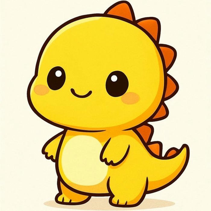Avatar khủng long cute màu vàng cam có dáng vẻ tròn trịa