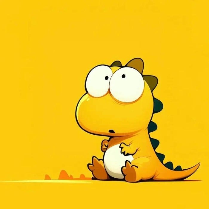 Avatar khủng long cute màu vàng nhỏ nhắn trên nền vàng rực